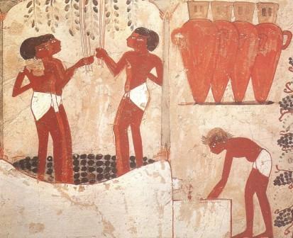 Египет. 2000 лет до н.э. Фреска. Выжимка винограда