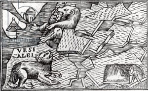 Гравюра 1555 г. из книги О. Магнуса. Белые медведи. Хижина. О.Магнус. История