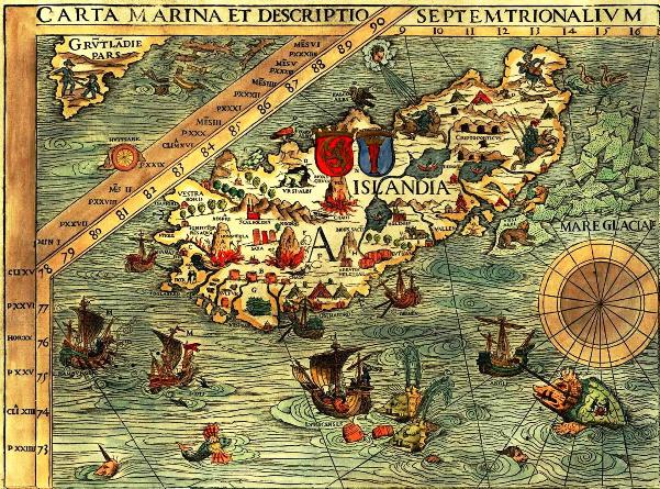 1. Карта О. Магнуса. Лист А. 1539. Исландия. 600рх