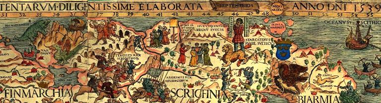 Карта 1539 г. Листы В и С. Финмарка. Скригфиния. Биармия