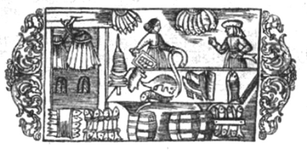 Засолка рыбы. Гравюра на дер. История 1555