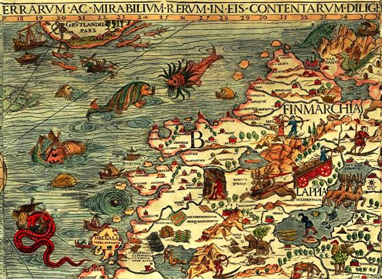 Карта 1539 г. Лист B. Грунтланд. Финмархиа. Лаппия