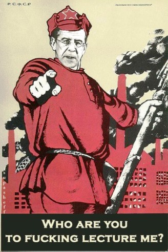 С. Лавров на плакате  Д. Моора