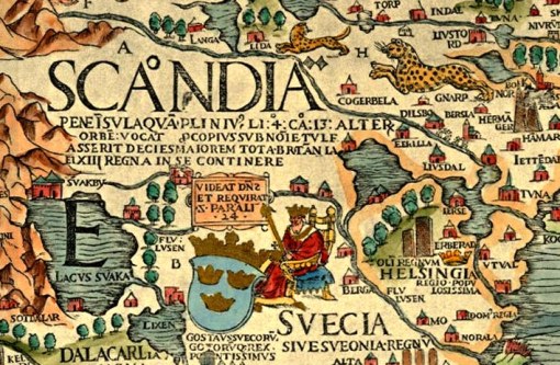 Карта 1539. 62. E-A. Скандия. Швеция. Король Густав. Герб